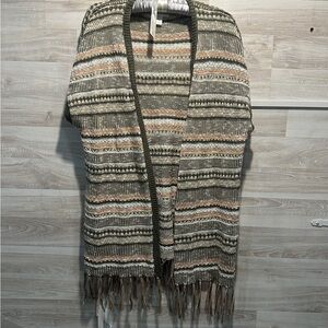 Striped Fringe Cardigan Sweater